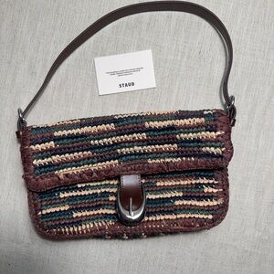 STAUD Earthy Tones Woven Shoulder Bag